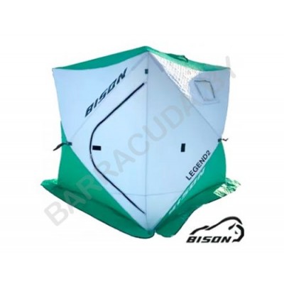 Палатка зимняя Bison Legend 2 Куб трехслойная бело-зеленая, 2x2x2.1м