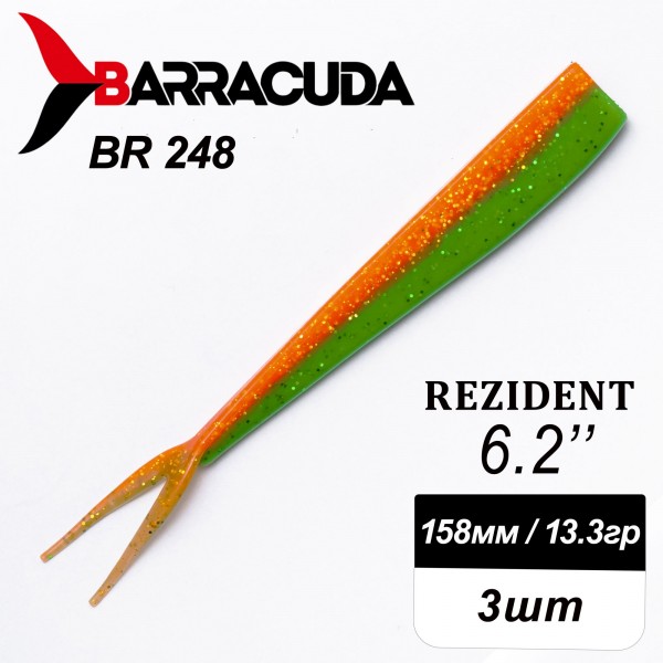 Силиконовая приманка Rezident 6.2" (158мм) - 3шт, цвет BR248