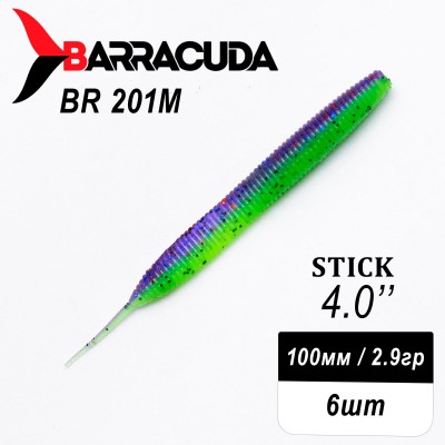 Силиконовая приманка Stick 4.0" (100мм) - 6шт, цвет BR201M