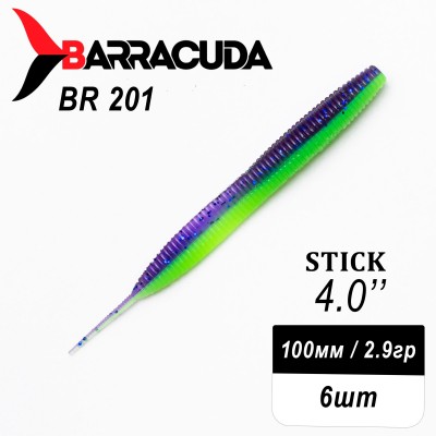 Силиконовая приманка Stick 4.0" (100мм) - 6шт, цвет BR201