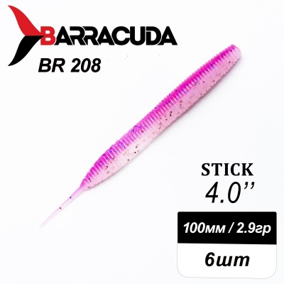 Силиконовая приманка Stick 4.0" (100мм) - 6шт, цвет BR208