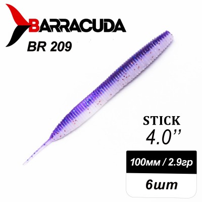Силиконовая приманка Stick 4.0" (100мм) - 6шт, цвет BR209