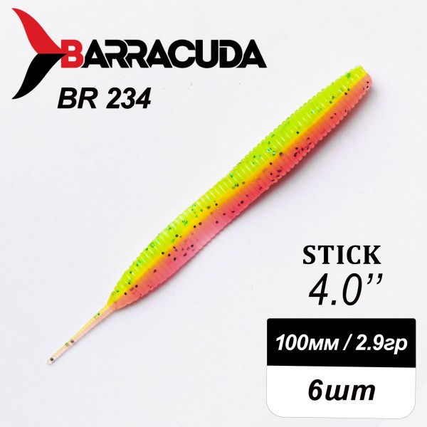 Силиконовая приманка Stick 4.0" (100мм) - 6шт, цвет BR234