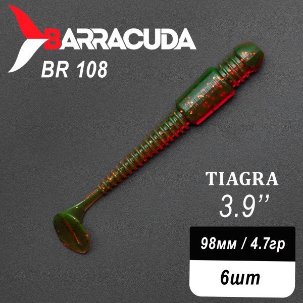 Силиконовая приманка Tiagra 3.9" (98мм) - 6шт, цвет BR108