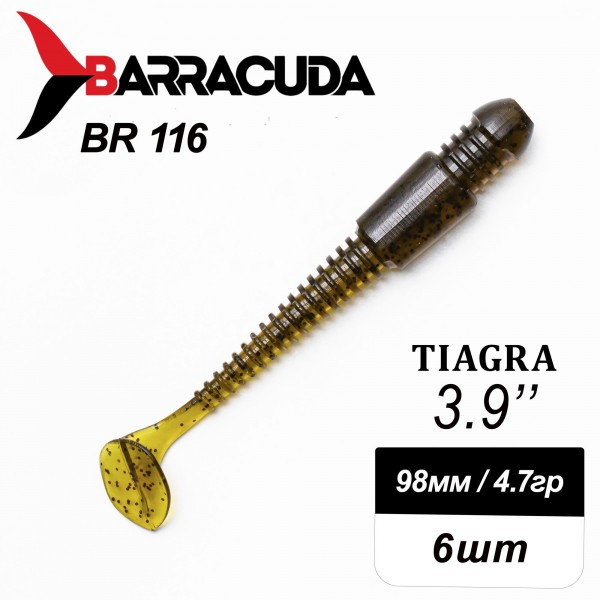 Силиконовая приманка Tiagra 3.9" (98мм) - 6шт, цвет BR116