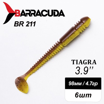 Силиконовая приманка Tiagra 3.9" (98мм) - 6шт, цвет BR211